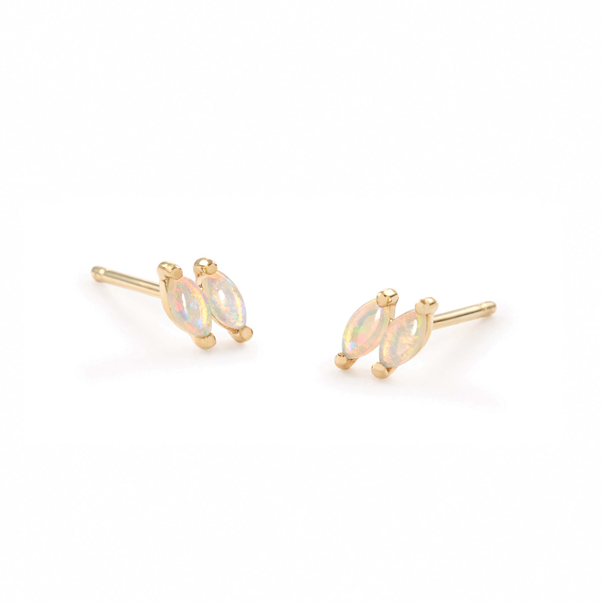 14K Gold Celestial Marquise Opal Stud Earrings