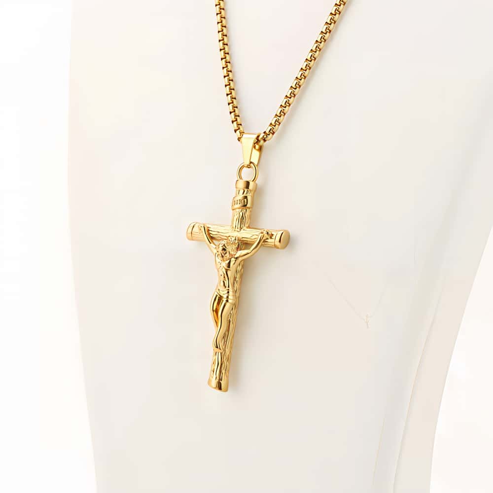 14K Gold Lamb of God Cross Necklace