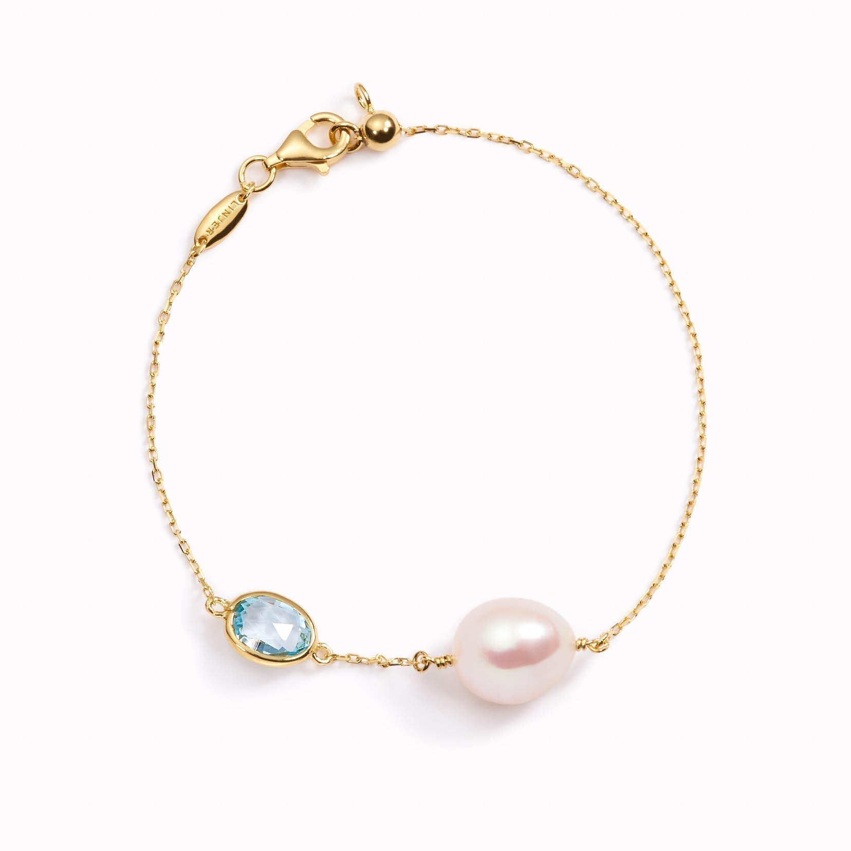 14K Gold Baroque Pearl & Topaz Adjustable Bracelet