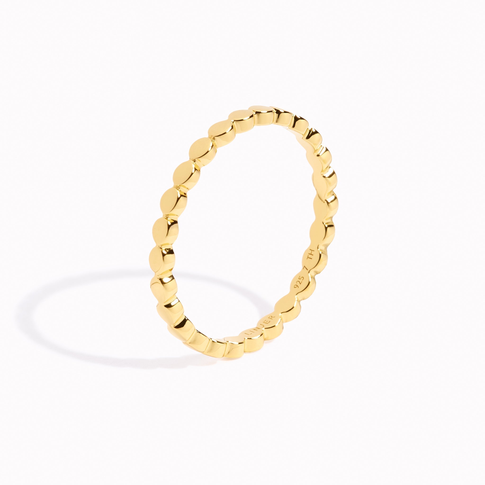 14K Gold Beaded Accent Stacking Ring