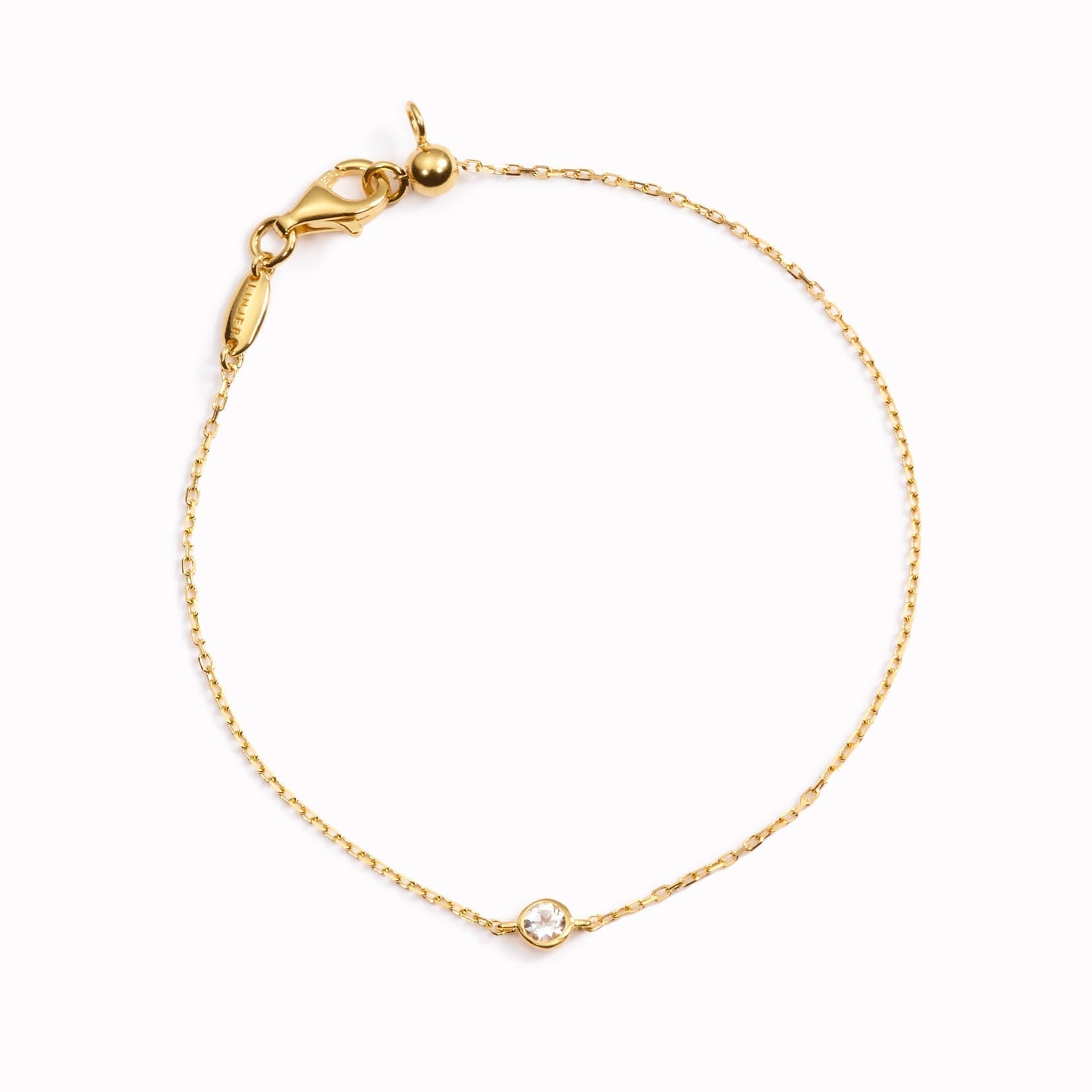 14K Gold Dainty Topaz Adjustable Bracelet