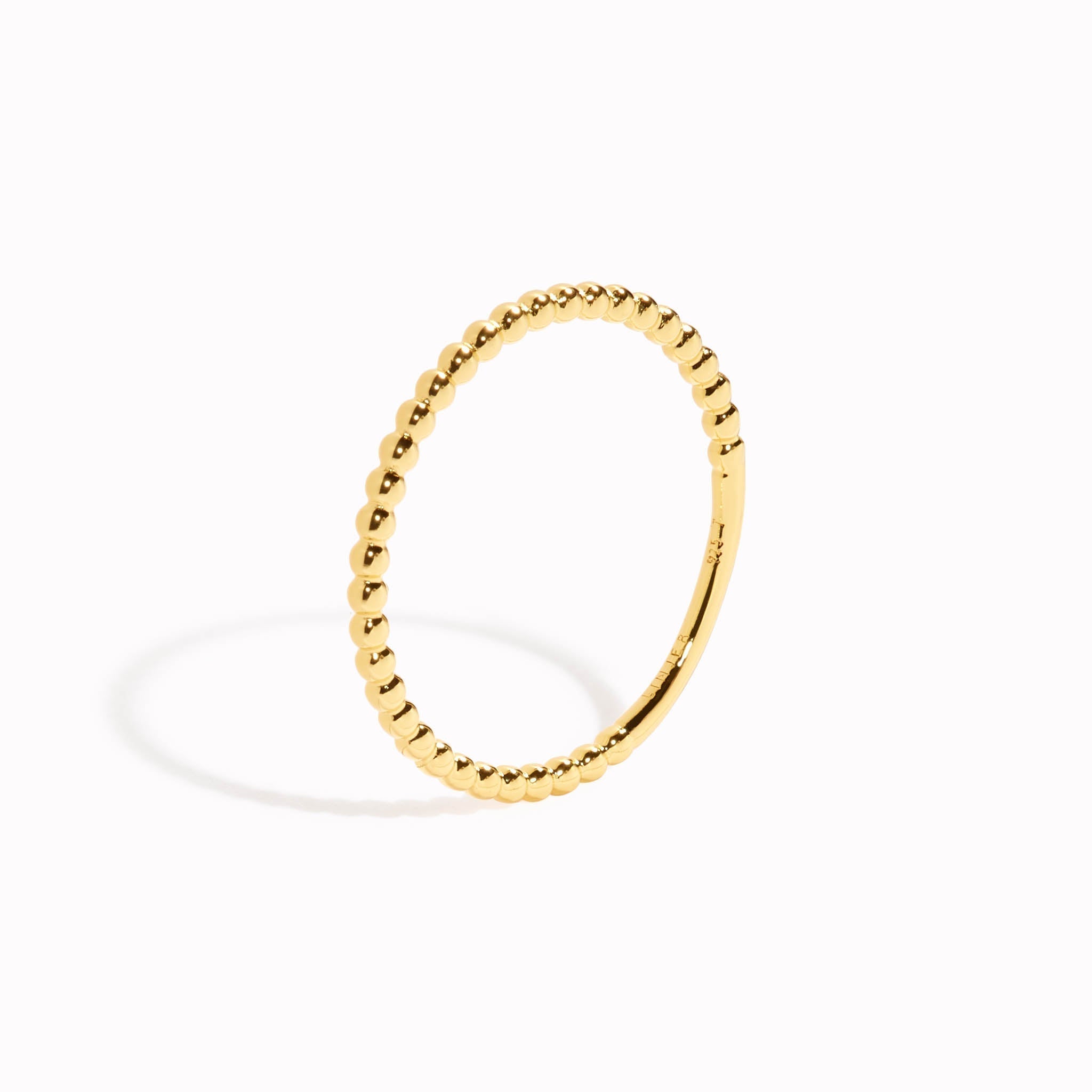 14K Gold Beaded Dainty Stacking Ring