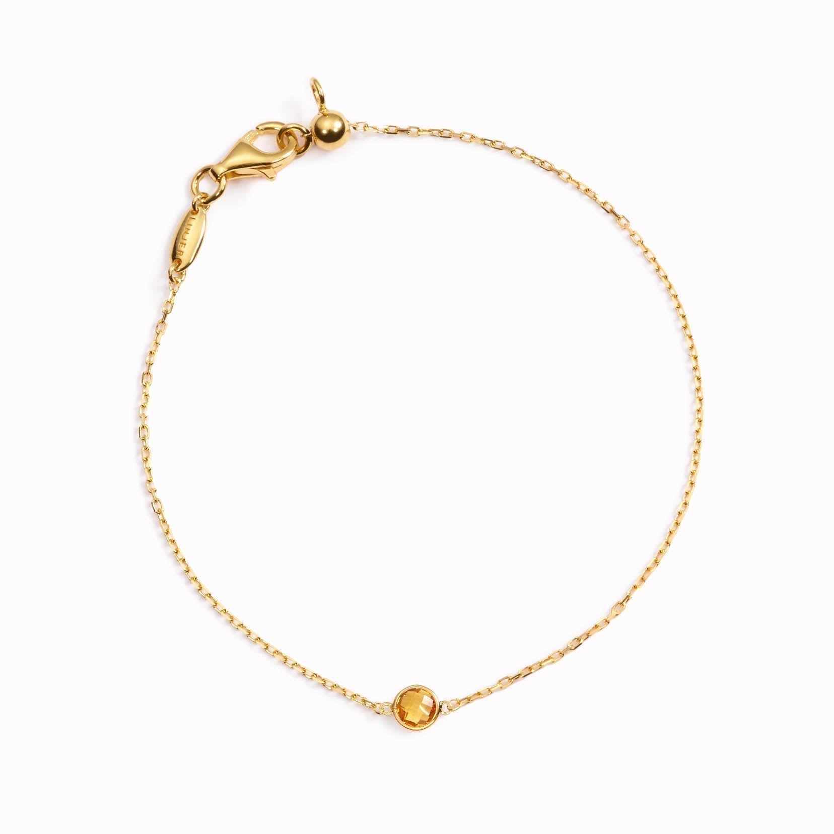 14K Gold Dainty Topaz Adjustable Bracelet