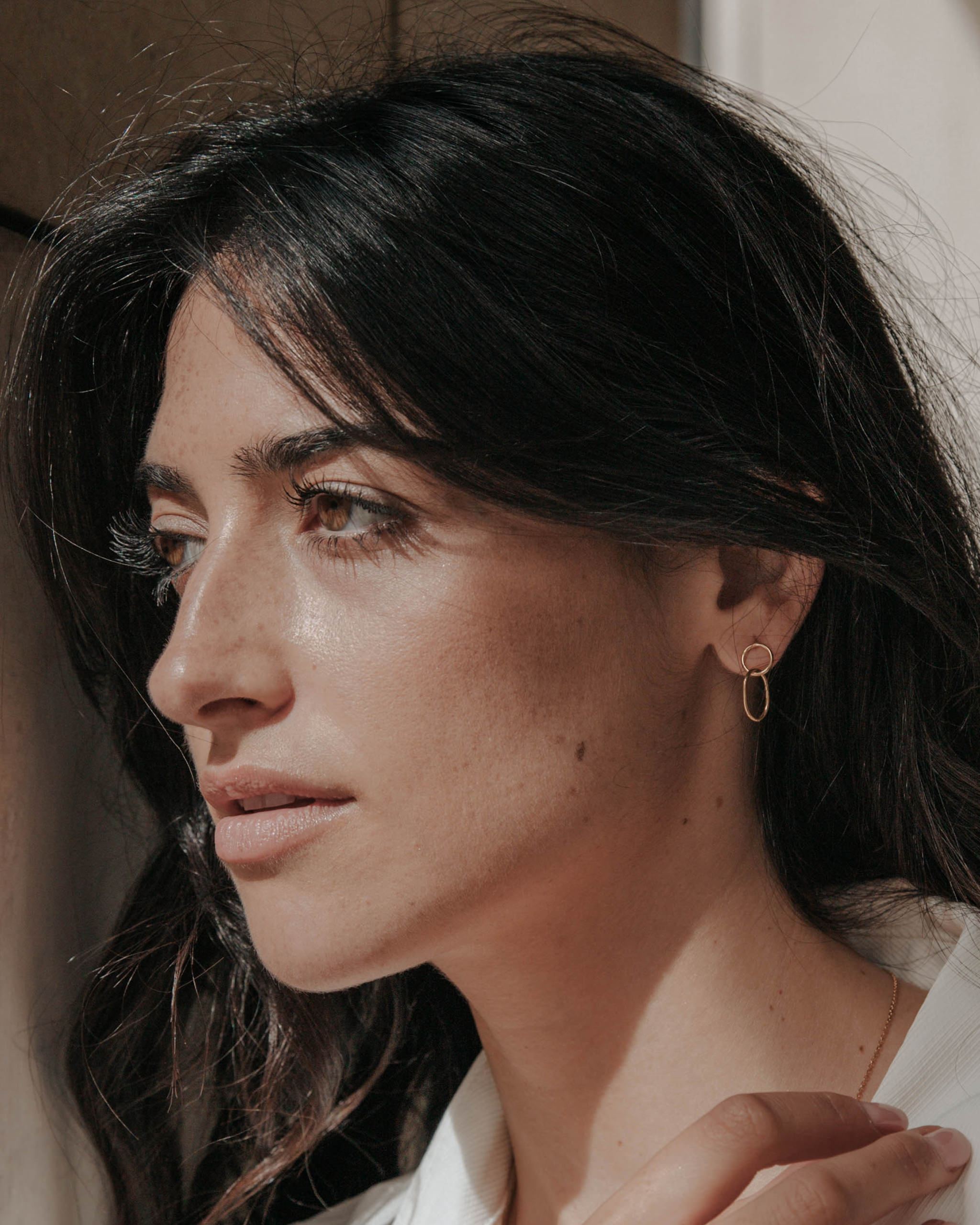 14K Gold Celestial Orbit Dangle Earrings