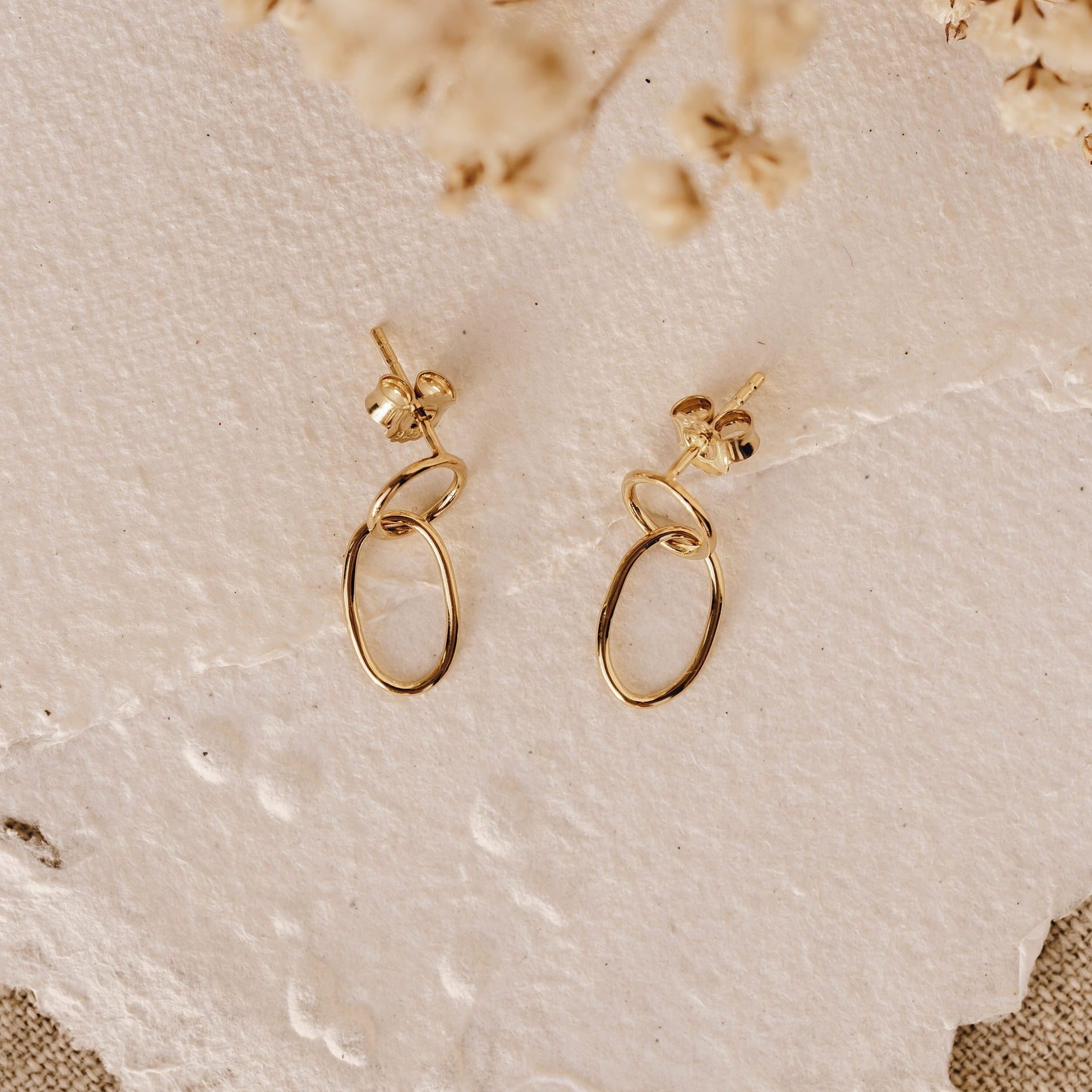 14K Gold Celestial Orbit Dangle Earrings