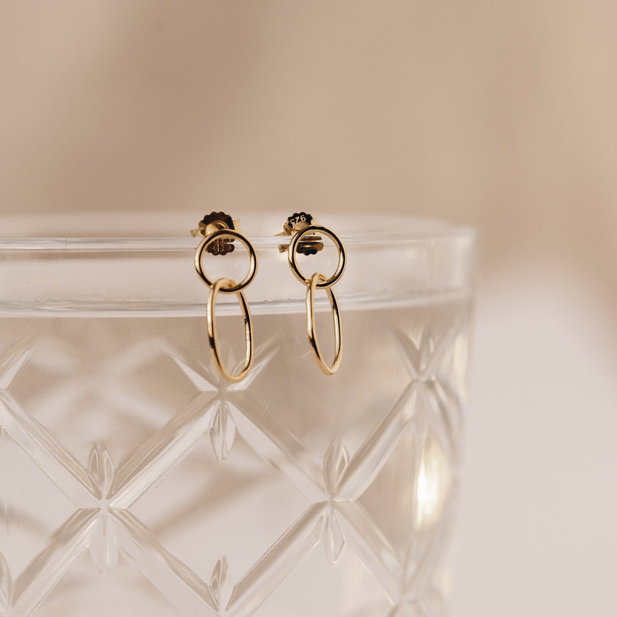 14K Gold Celestial Orbit Dangle Earrings