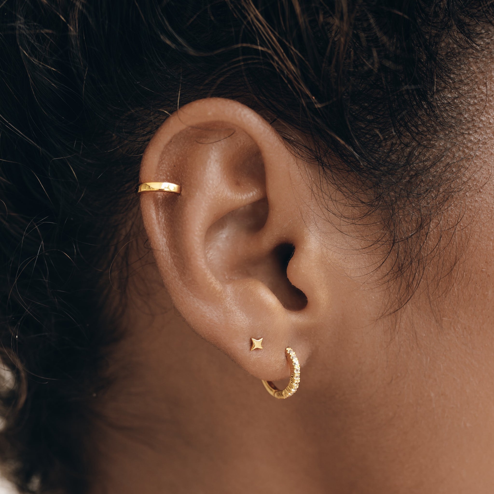14K Gold Eclipse Ear Cuff - 10mm (Single Non-Piercing Piece)