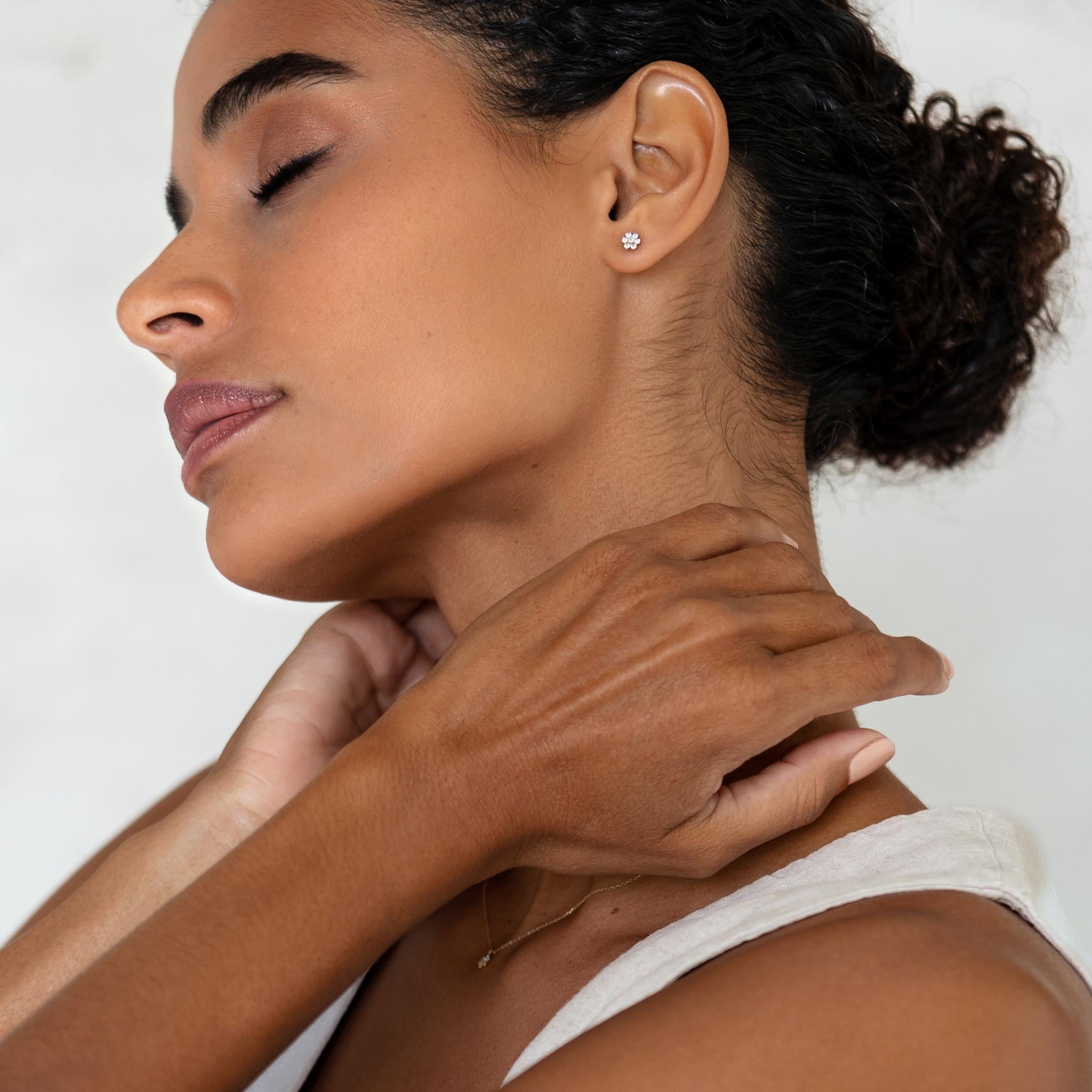 14K Gold Floral Radiance Topaz Stud Earrings