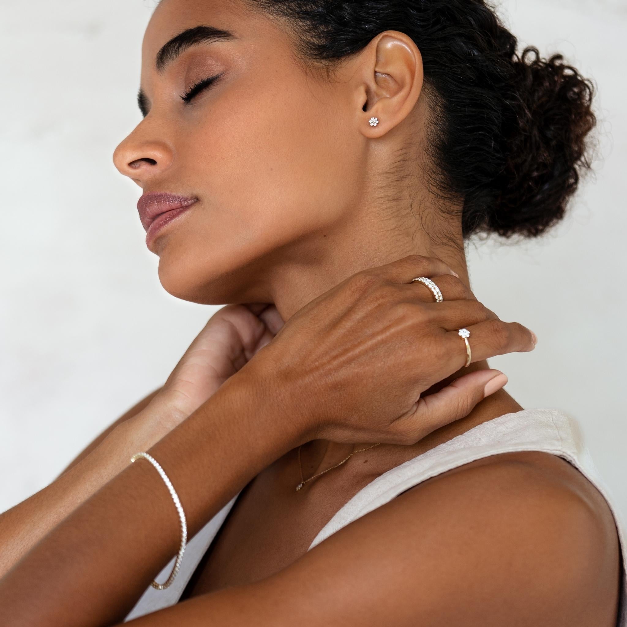 14K Gold Floral Radiance Topaz Stud Earrings