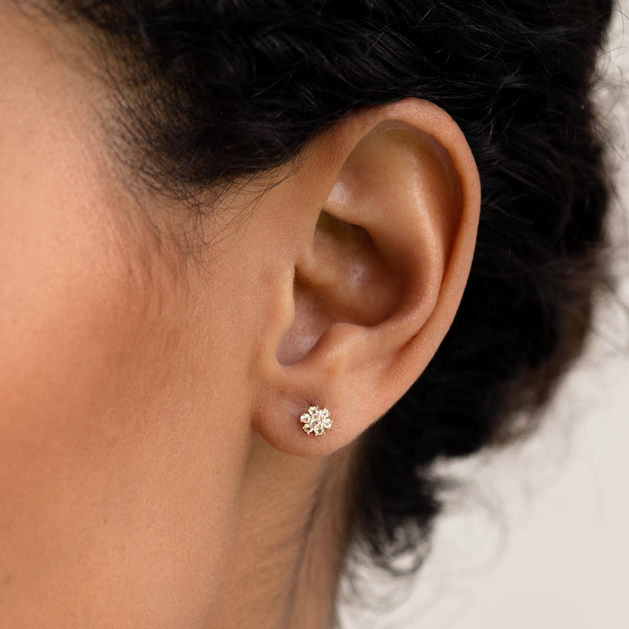 14K Gold Floral Radiance Topaz Stud Earrings