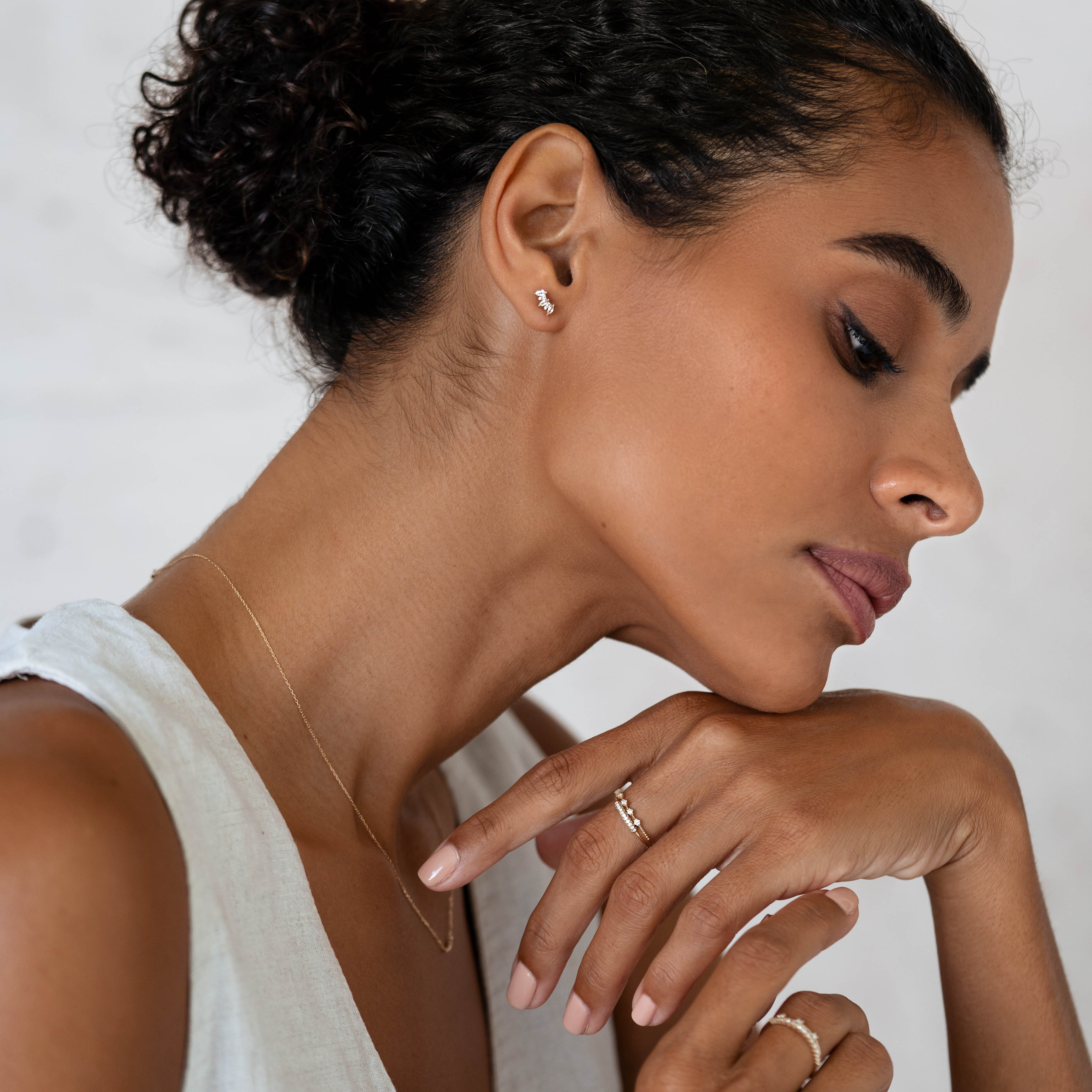 14K Gold Celestial Cluster Topaz Stud Earrings