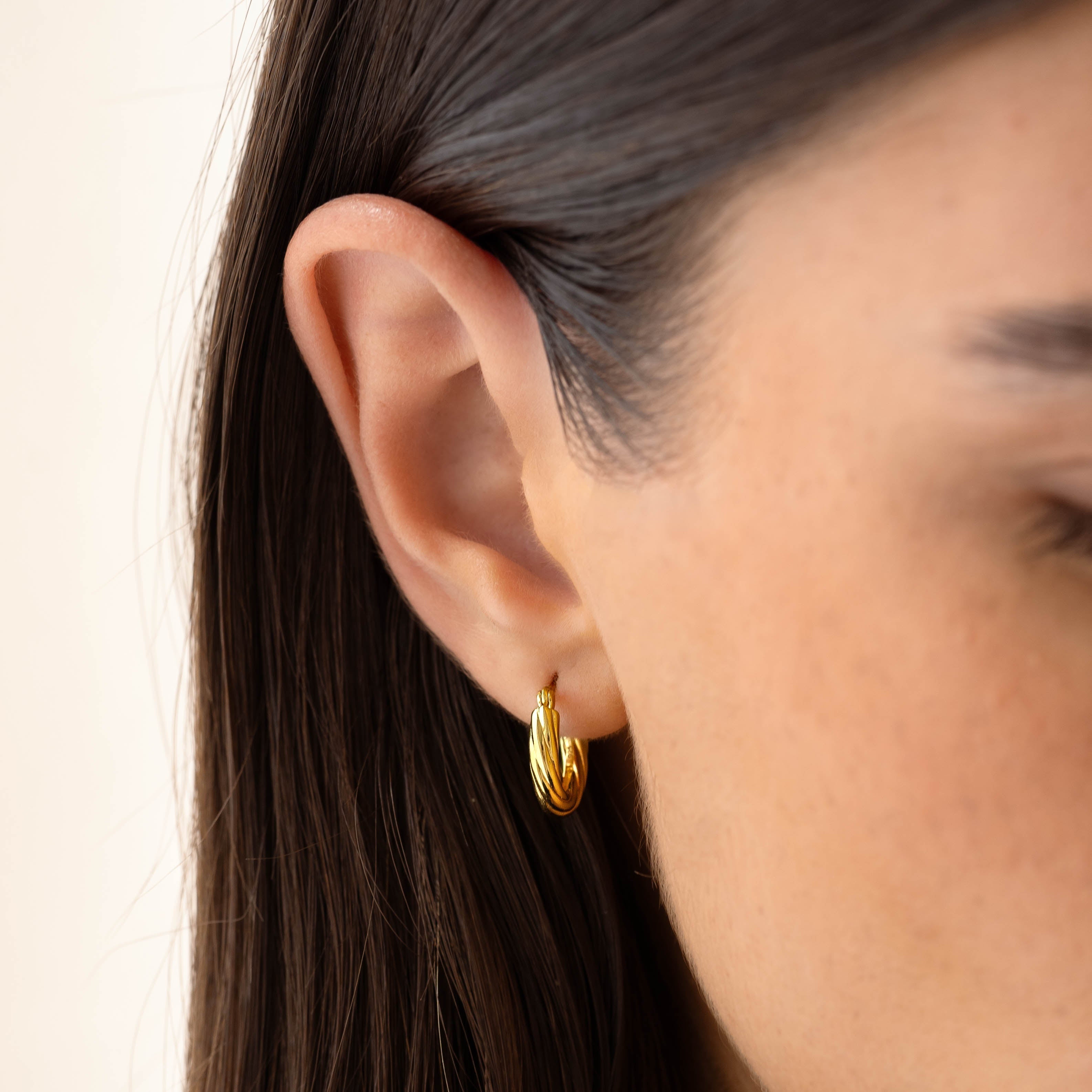 14K Gold Braided Radiance Hoop Earrings