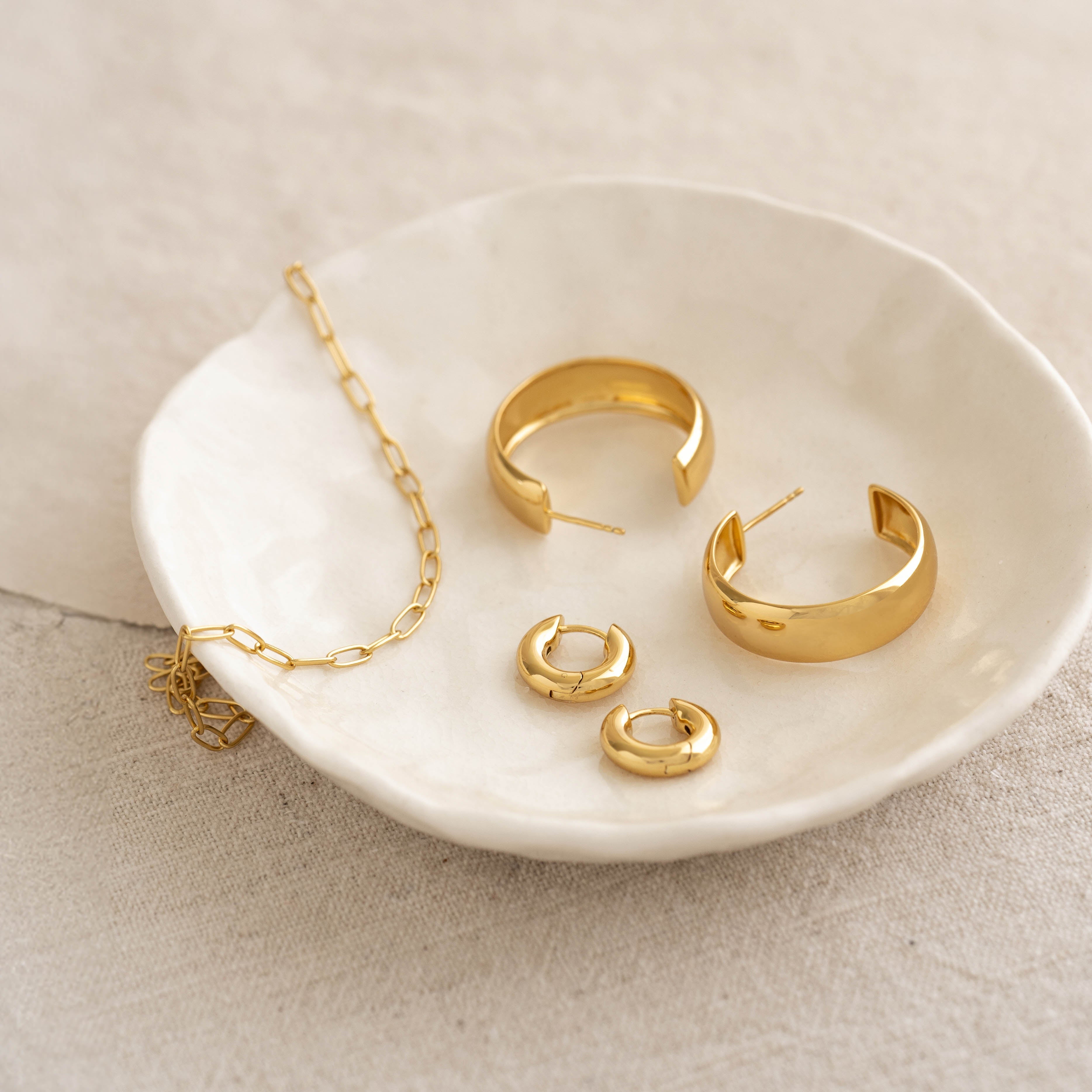 14K Gold Gilded Statement Wide Hoop Earrings