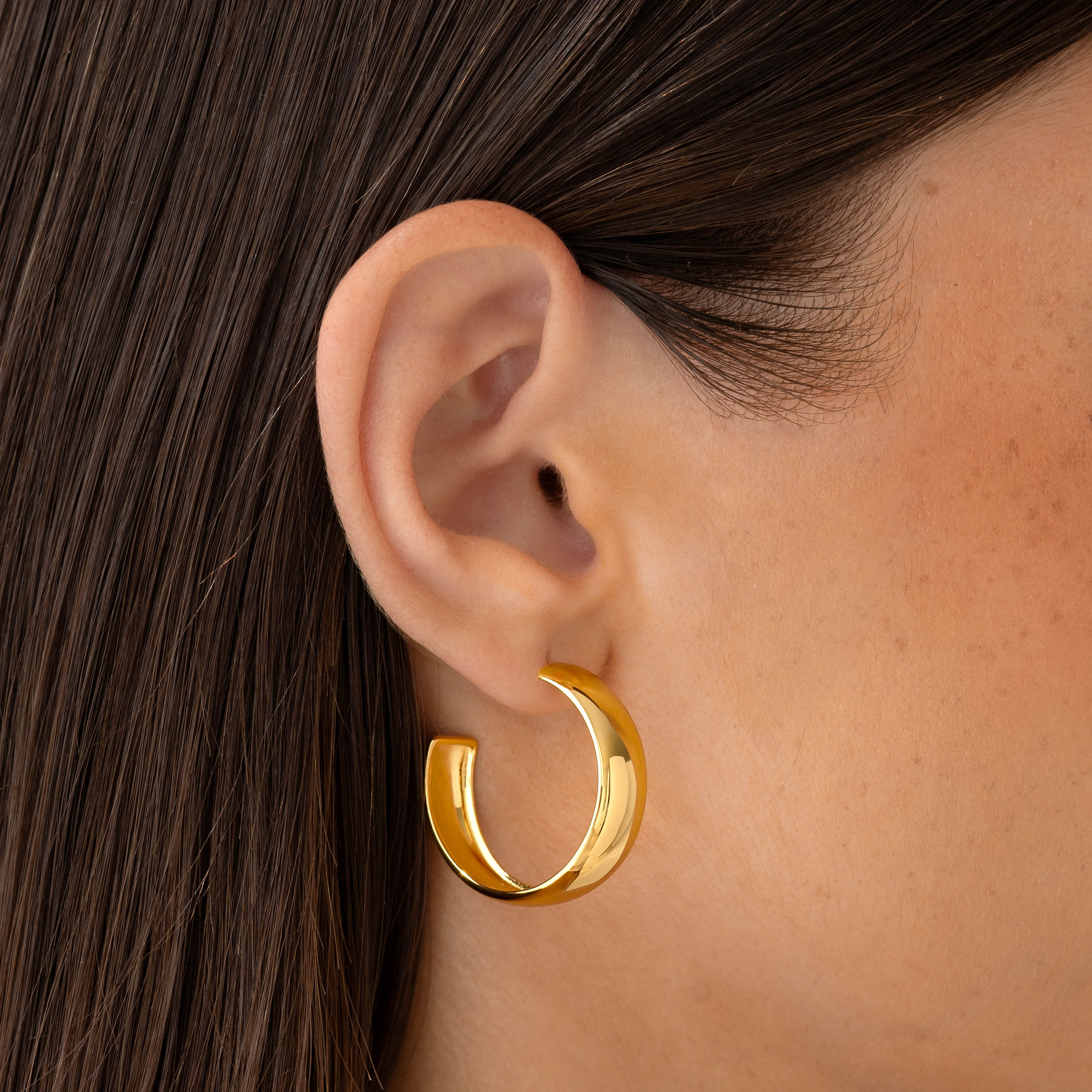 14K Gold Gilded Statement Wide Hoop Earrings