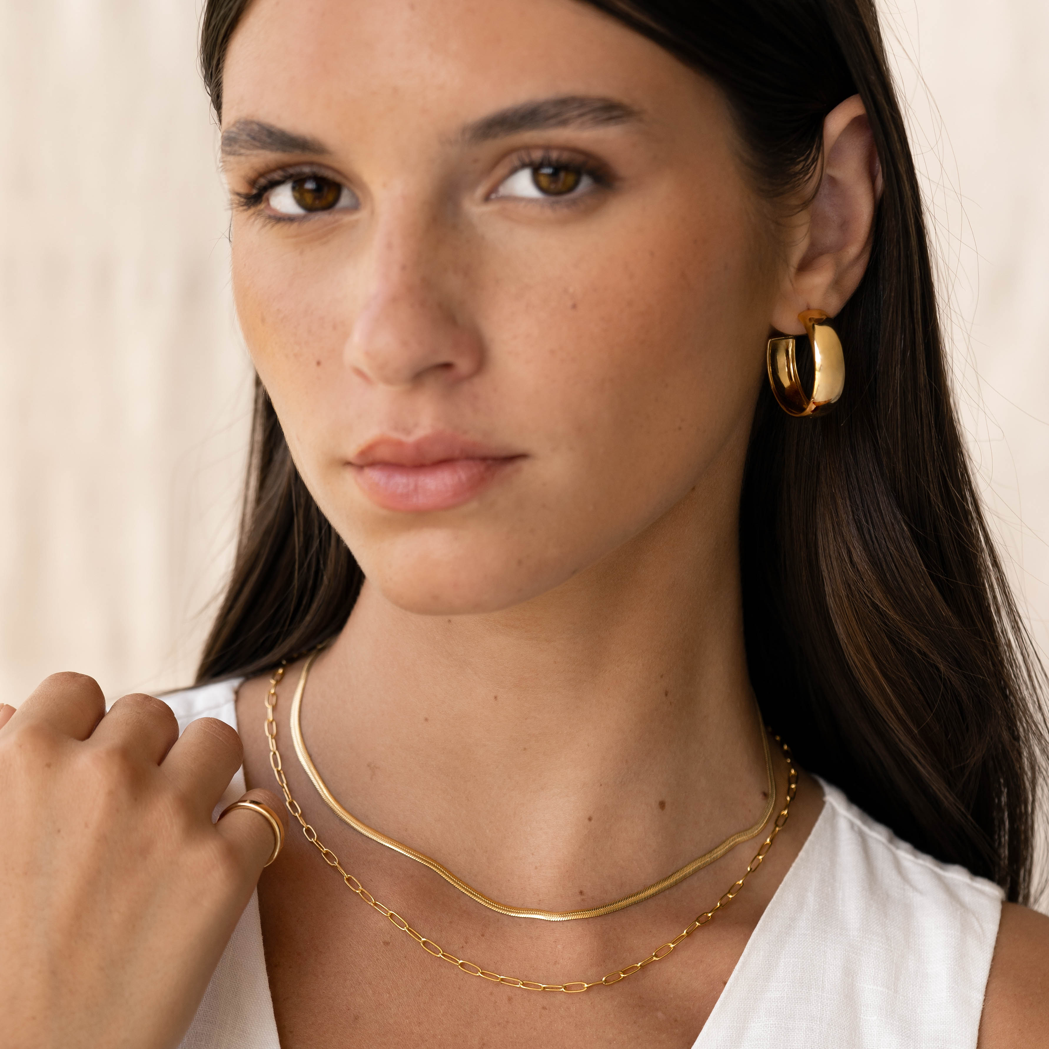14K Gold Gilded Statement Wide Hoop Earrings