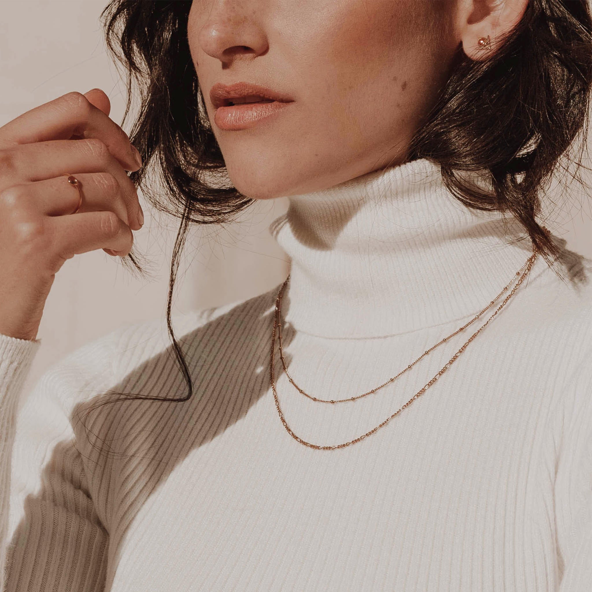 14K Gold Diamond-Cut Beaded Chain Necklace