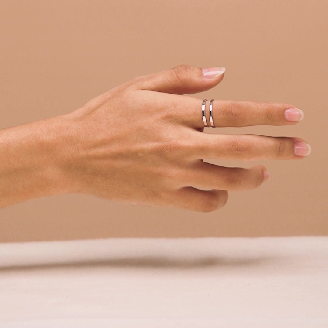 14K Gold Faceted Stacking Ring