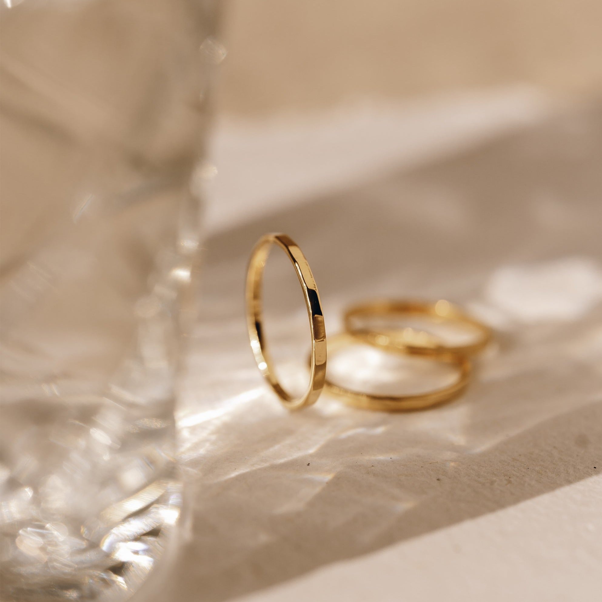 14K Gold Faceted Stacking Ring