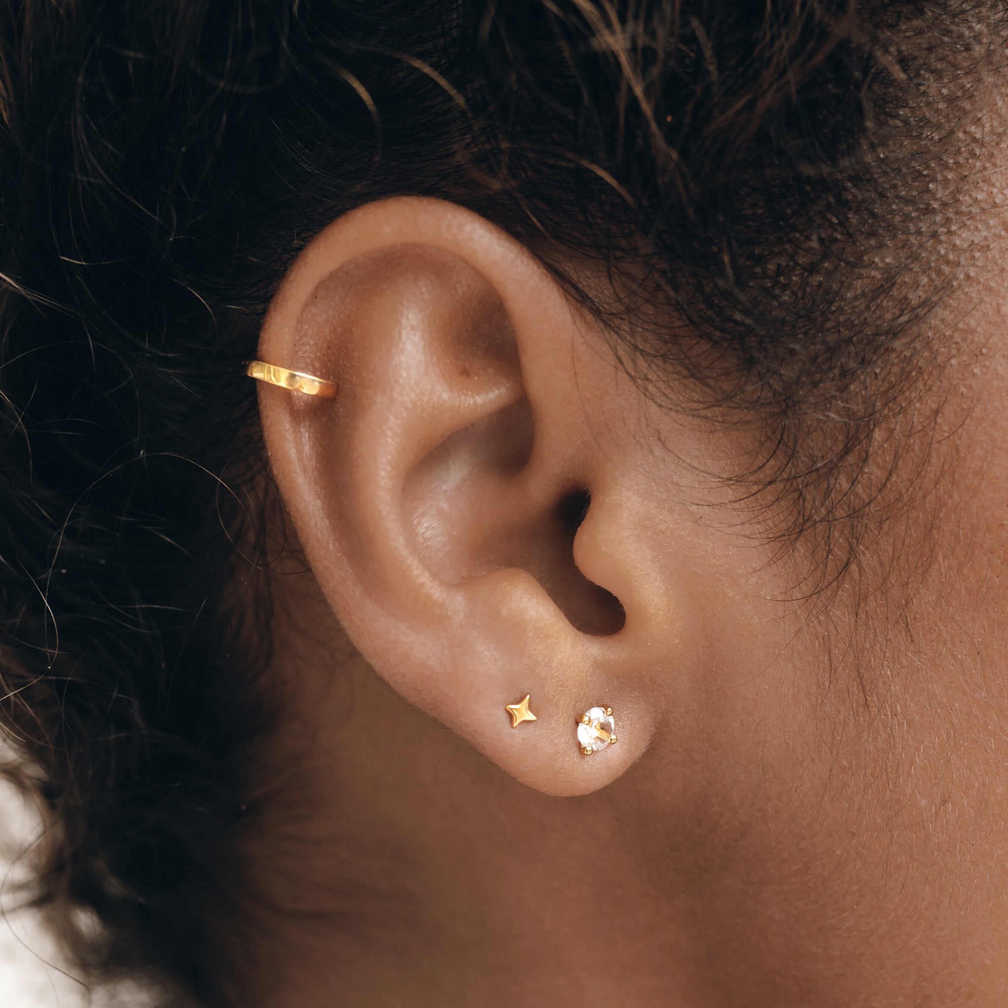 14K Gold Eclipse Ear Cuff - 10mm (Single Non-Piercing Piece)