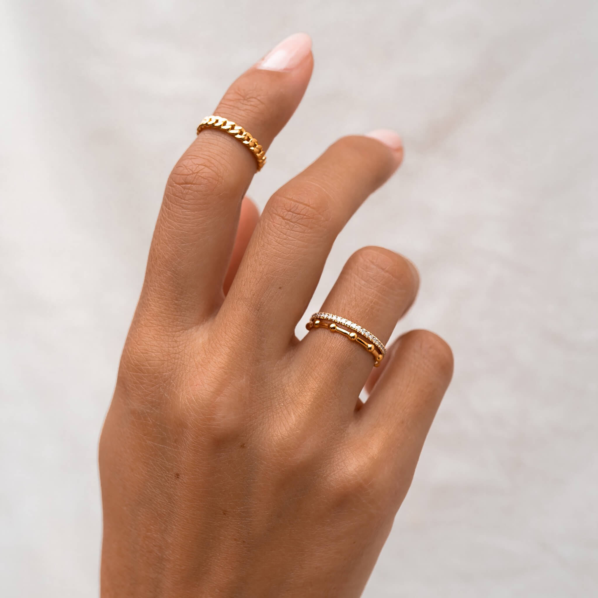 14K Gold Beaded Ragnhild Stacking Ring