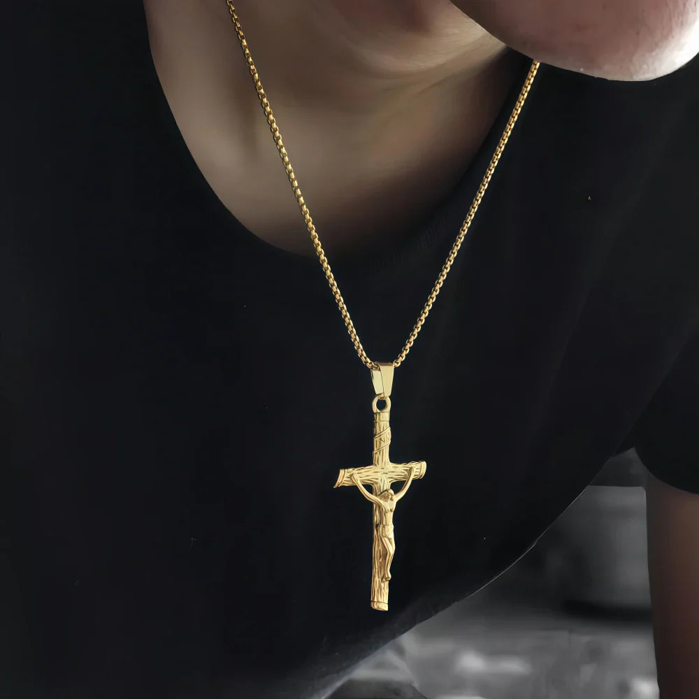 14K Gold Lamb of God Cross Necklace